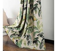 Leeva Cortinas Opacas de Lino para Comedor, Aislamiento térmico, patrón de árboles, Cortinas de oscurecimiento para Sala de Estar, Juego de 2 Paneles, Verde, 52 x 63 Pulgadas