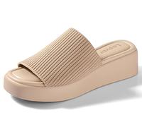 Leevar - Sandalias de plataforma de espuma viscoelástica suave, cuadradas, de punta abierta, planas, casuales, de verano, para mujer, 37.5 EU