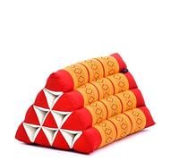 LEEWADEE Almohada Triangular Tailandesa - Cómoda Almohada de Lectura, Cojin Decorativo de Kapok para La Cama, 50 x 33 x 33 cm, Naranjo Rojo