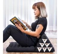 LEEWADEE colchón Plegable con un segmento - Futón con cojín Hecho a Mano de kapok, colchoneta tailandesa Ancha, 75 x 50 cm, Negro