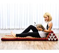 LEEWADEE - Cómodo Colchón De Suelo con Cojín De Lectura, Futón Japonés, Cama Plegable O Esterilla De Masaje Tailandés, 170 x 53 cm, Verde Rojo