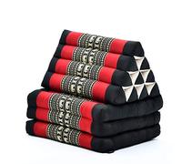 LEEWADEE - Cómodo Colchón De Suelo con Cojín De Lectura, Futón Japonés, Cama Plegable O Esterilla De Masaje Tailandés, 170 x 53 cm, Negro Rojo