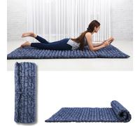 Leewadee Esterilla de Kapok - Colchón Plegable Artesanal de Tailandia, Ideal como Cama supletoria, colchoneta de Camping, Esterilla de Yoga o futón Tradicional, 190 x 100 cm, Azul Blanco