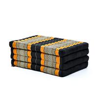 Leewadee futón Plegable Standard - Colchoneta para Doblar de kapok Hecha a Mano, colchón de Invitados para el Suelo, 200 x 70 cm, Negro Naranjo
