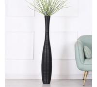 Leewadee Jarrones Decorativos Grandes - Floreros Altos Modernos para Flores O Pampas, 105 cm, Negro, Resina