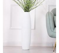 Leewadee Jarrones Decorativos Grandes - Floreros Altos Modernos para Flores O Pampas, 65 cm, Blanco, Resina