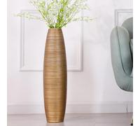 Leewadee Jarrones Decorativos Grandes - Floreros Altos Modernos para Flores O Pampas, 65 cm, Dorado, Resina