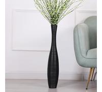 Leewadee Jarrones Decorativos Grandes - Floreros Altos Modernos para Flores O Pampas, 65 cm, Negro, Resina