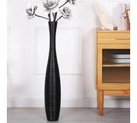 Leewadee Jarrones Decorativos Grandes - Floreros Altos Modernos para Flores O Pampas, 85 cm, Negro, Resina