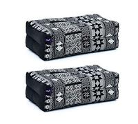 LEEWADEE Set de 2 Bloques de Yoga pequeños - Cojines para Pilates, Almohadas para el Suelo Hechas a Mano de kapok, Set de 2, Negro