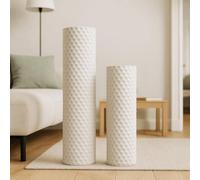 Leewadee Set de 2 Grandes Jarrones de Suelo 60/47 cm - Altos Jarrones de Metal en Blanco para Decoración Hogar