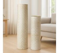 Leewadee Set de 2 Grandes Jarrones de Suelo 60/47 cm - Altos Jarrones de Metal en Dorado para Decoración Hogar