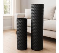 Leewadee Set de 2 Grandes Jarrones de Suelo 60/47 cm - Altos Jarrones de Metal en Negro para Decoración Hogar