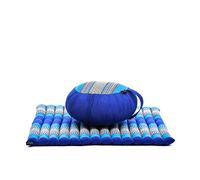 Leewadee set de meditación - Cojín de yoga Zafu y colchoneta de meditación Zabuton, asiento tailandés de kapok hecho a mano, set de 2, Azul