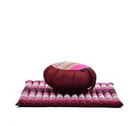 Leewadee set de meditación - Cojín de yoga Zafu y colchoneta de meditación Zabuton, asiento tailandés de kapok hecho a mano, set de 2, Castaño Rosado