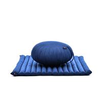 Leewadee set de meditación - Cojín de yoga Zafu y colchoneta de meditación Zabuton, asiento tailandés de kapok hecho a mano, set de 2, Azul