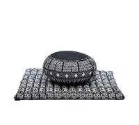 Leewadee set de meditación - Cojín de yoga Zafu y colchoneta de meditación Zabuton, asiento tailandés de kapok hecho a mano, set de 2, Negro