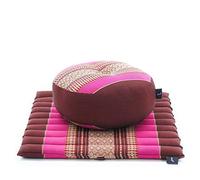Leewadee set de meditación - Cojín de yoga Zafu y colchoneta de meditación Zabuton, asiento tailandés de kapok ecológico, set de 2, Castaño Rosado
