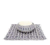 Leewadee set de meditación - Cojín de yoga Zafu y colchoneta de meditación Zabuton, asiento tailandés de kapok hecho a mano, set de 2, Azul Blanco