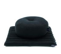 Leewadee set de meditación - Cojín de yoga Zafu y colchoneta de meditación Zabuton, asiento tailandés de kapok ecológico, set de 2, Negro