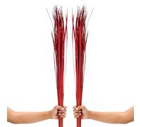 LEEWADEE Tallos De Hierba Natural - 2 Racimos De Ramas De Colores para Jarrones, Ramitas Cuidadosamente Secas para Decoración De Casas Y Bares, 115 cm, Rojo
