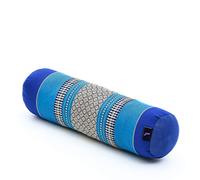 LEEWADEE Yoga Bolster pequeño - Cojín Alargado para Pilates y meditación, reposacabezas Hecho a Mano de kapok, 50 x 15 x 15 cm, Azul