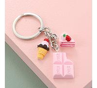 LEEYOX Encantador Postre Llavero té de la Tarde Llavero Mujer Chica Regalos joyería Hecha a Mano