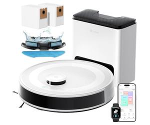 Lefant M2 Plus Robot Aspirador y Fregasuelos, 6000Pa, 140Min, Blanco | Estación de Vaciado Automático, Navegación Láser con Mapeo, Evitación de Obstáculos PSD, para Pelos de Mascotas