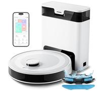 Lefant M2Pro Robot Aspirador 5500Pa, Aspirador Robot con Estación de Vaciado Automático de Polvo, Robot Aspirador y Fregador con Navegación Láser y Mapeo, Evitación de Obstáculos PSD, mascotas, Blanco