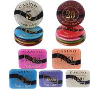 LEFAY Juego de 25 fichas de póker Texas Hold'em numeradas, fichas for Juegos de conteo de póker, Juegos de Montecarlo, fichas de Cristal for Blackjack.($5000)