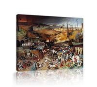LEFEDA Arte mural El triunfo de la muerte 1562 Pieter Bruegel el Viejo Pintura al óleo Impresión sobre lienzo Pintura famosa para la decor del hogar de la sala de estar 60x72cm Marco interno