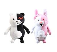 lefeng Juego de 2 muñecos de peluche de anime Danganronpa, Monokuma, oso negro y rosa, regalo para niños de 10 pulgadas
