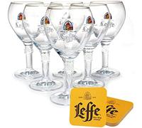 Leffe - Vaso de cerveza (0,25 L, juego de 6 unidades, con 6 posavasos originales (tapa de cerveza), 0,25 l, para gastronomía y colección, vaso de cerveza de 25 pto para lavavajillas, nuevo
