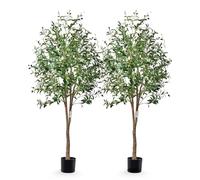 Leflos 180cm densos olivos Artificiales, Altura Plantas Artificiales con Maceta, Plantas Tropicales de Seda Verde, Hermoso para el hogar, Oficina y Otros Espacios Interiores, 2 Piezas