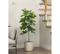 Leflos Higuera artificial para interiores, planta de higuera sintética de 4 pies con frutas, árbol ficus artificial tropical en maceta blanca de 48 pulgadas, bonita decoración para el hogar y