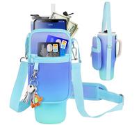 LEFOR·Z Bolsa de transporte para botella de agua con bolsillo para teléfono compatible con Stanley/Meoky vaso de 40 onzas con asa, bolsa para botella de agua con correa ajustable compatible con