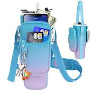 LEFOR·Z Bolsa de transporte para botella de agua con bolsillo para teléfono compatible con vaso Stanley/Meoky de 40 onzas con asa, bolsa para botella de agua con correa ajustable compatible con