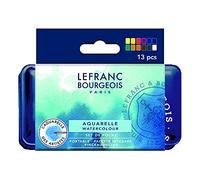 Lefranc Bourgeois Acuarela Fine - Caja de metal de 12 medio godets de acuarela profesional, colores surtidos