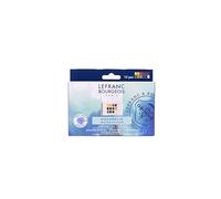 Lefranc Bourgeois Acuarela Fine - Caja de plástico de 12 medio godets + pincel de acuarela profesional, colores surtidos
