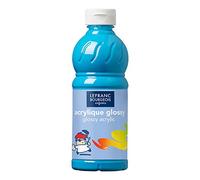 Lefranc Bourgeois Educación, acrílico Glossy, Pintura acrílica para niños, Bote de 500 ML Color Azul Turquesa, Pinturas para niños y Manualidades, para Cualquier Superficie