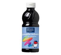 Lefranc Bourgeois Educación, gouache líquida Redimix, témperas para niños, 500ML negro, pinturas para niños y manualidades