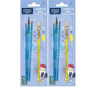 Lefranc & Bourgeois Educación - Set de 3 Pinceles de Pelo de Pony + 1 Grátis para Pintura para niños (Paquete de 2)
