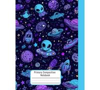 Left-Handed Primary Composition Notebook K-2 for Kids - Alien Theme, with Dotted Midline and Picture Box - Right Side Binding for Less Ink Smear - Kids Handwriting Practice