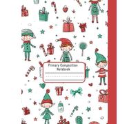 Left-Handed Primary Notebook - K-2 Writing Notebook with Picture Box - Christmas Elves Theme - Kids Holiday Journal - Comfortable Right Side Binding