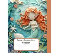 Left-Handed Primary Notebook: Mermaid Theme for Girls, For Primary K-2 Kids - Dotted Line Notebook with Picture Box - Kids Handwriting Notebook - 7.5” x 9.25”