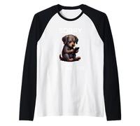 Left Swipe Type Funny Online Dating App Lindo Perro Cachorro Camiseta Manga Raglan