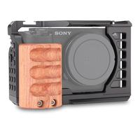 LEFTFOTO ZV-E1 - Jaula de cámara completa con mango de madera para Sony Alpha ZV-E1 marco de grabación de video con base tipo Arca de 3/8 pulgadas, agujeros ARRI de doble bloqueo, diseño todo en uno