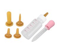 Leftwei Biberón Pequeño para Mascotas, Tetina de Silicona Suave para Alimentación Cómoda, Lactancia Portátil para Cachorros, Gatitos, Conejos, Ardillas, 1 Unidad (Pezón marrón + Rosa)