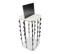 Leftwei Estante Giratorio de 360° con Almohadilla de Escritura, Soporte de Madera de 5 Niveles con 40 Clips para Aperitivos, Concesiones, Organizador de Ahorro de Espacio para Tiendas, Fiestas y