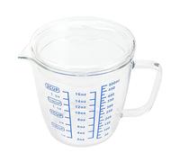 Leftwei Jarra Medidora de Vidrio de Alta Temperatura con Tapa, Multifuncional para Ingredientes Húmedos y Secos, Ideal para Uso en Cocina, 1 X 1L Transparente (500ML)